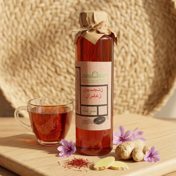 شربت زنجبیل زعفران ۷۰۰ گرمی همنشین - اکسیر گرم و انرژی‌بخش طبیعی