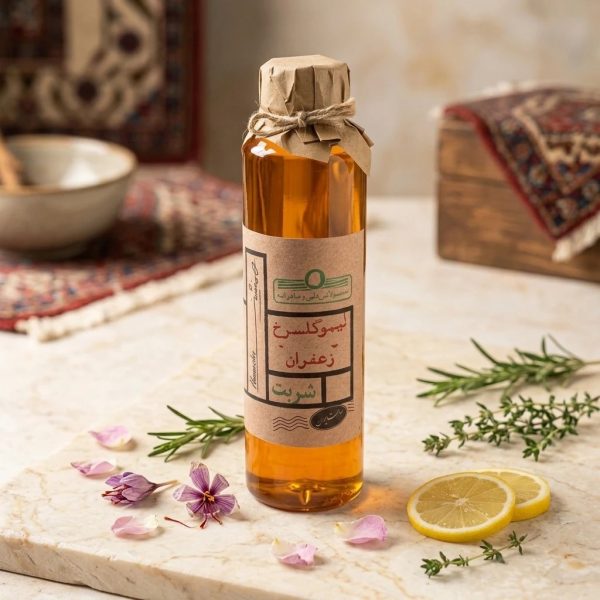 شربت لیمو گلسرخ زعفران ۷۰۰ گرمی همنشین - نوشیدنی ملس و نشاط‌آور